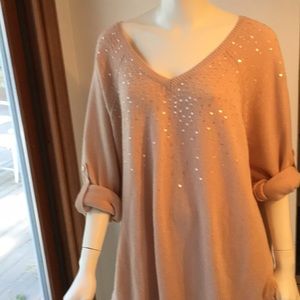 Venus sequin poncho sweater, roll up sleeves